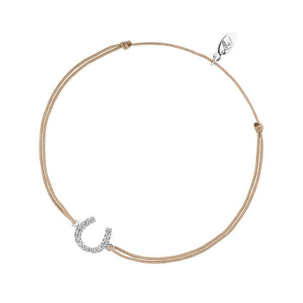 Gl�cksb�ndchen Hufeisen, 925 Sterlingsilber, Beige