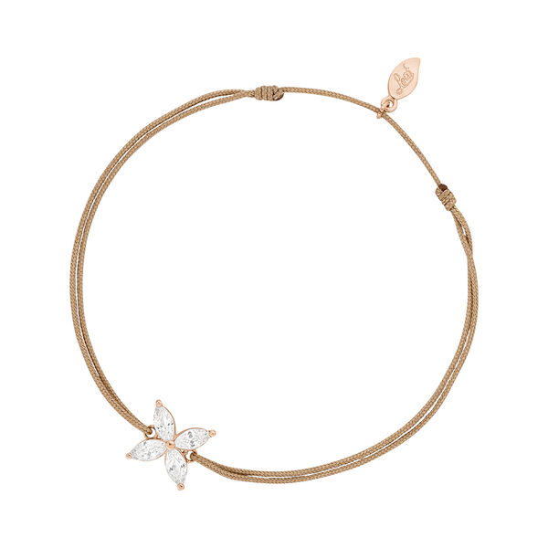 Gl�cksb�ndchen Leaf Flower, 18 K Rosegold vergoldet, Beige