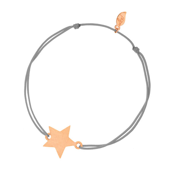 Gl�cksb�ndchen Star-Disc, matt, Ros�gold vergoldet , Grau