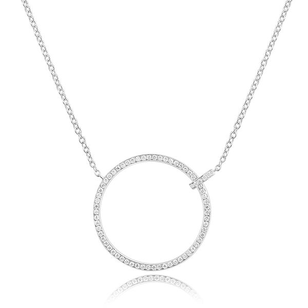 Halskette Circle Gro� mit Diamanten, 18 Karat Wei�gold