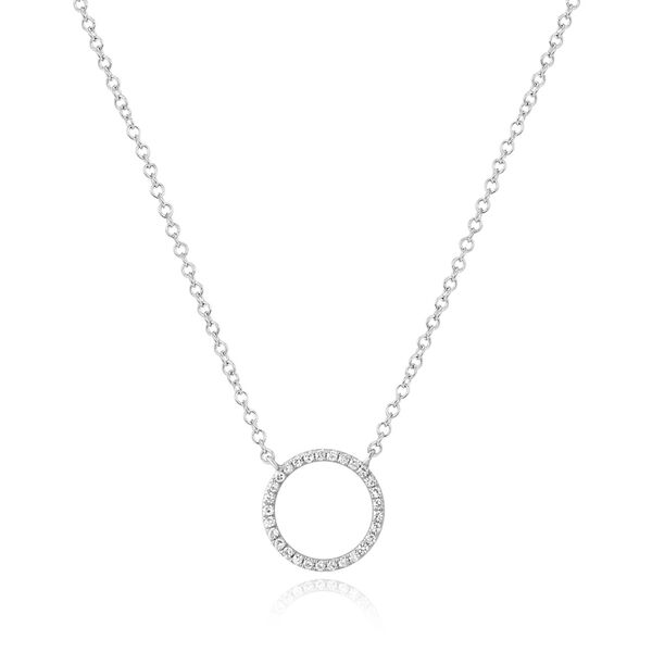 Halskette Circle mit Diamanten, 18 Karat Wei�gold