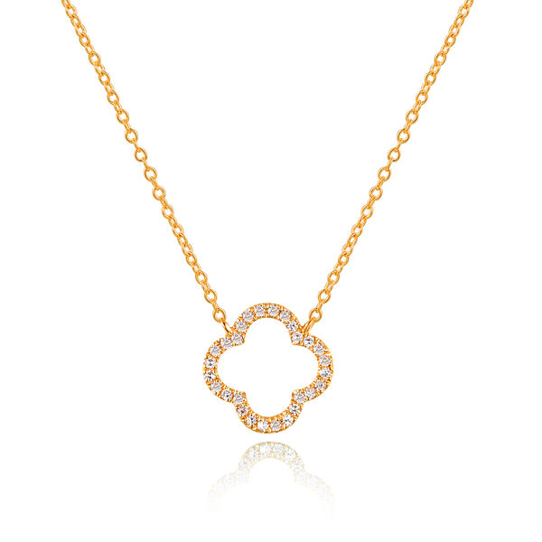 Halskette Clover mit Diamanten, 18 Karat Gelbgold