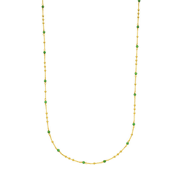 Halskette Flying Gems, Gr�ner Achat, 90cm, 18 Karat Gelbgold vergoldet