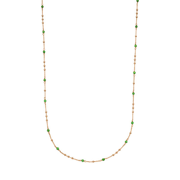 Halskette Flying Gems, Gr�ner Achat, 90cm, 18 Karat Rosegold vergoldet