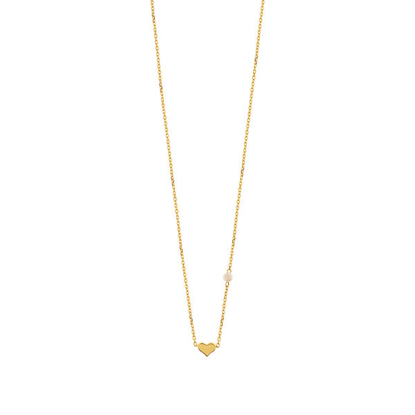 Halskette Herz mit Perle, 18 Karat Gelbgold vergoldet