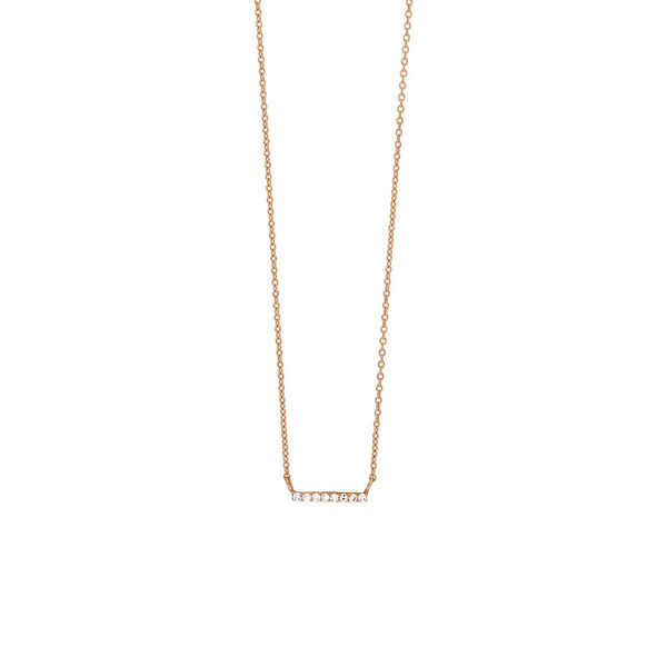 Halskette Horizontal Bar, Diamant, 14 Karat Rosegold