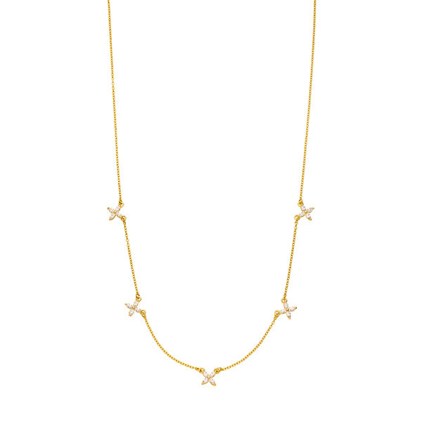 Halskette Leaf Flower Charms, 18 Karat Gelbgold vergoldet