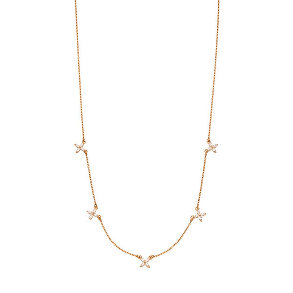 Halskette Leaf Flower Charms, 18 Karat Rosegold vergoldet