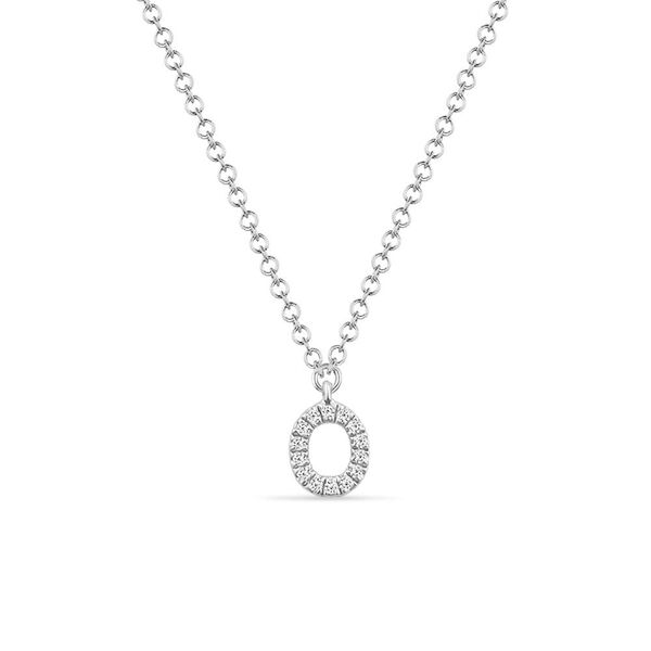 Halskette Letter O, 14 K Wei�gold mit Diamanten