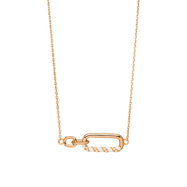 Halskette NEON TWIST, 18 Karat Rosegold, Wei�