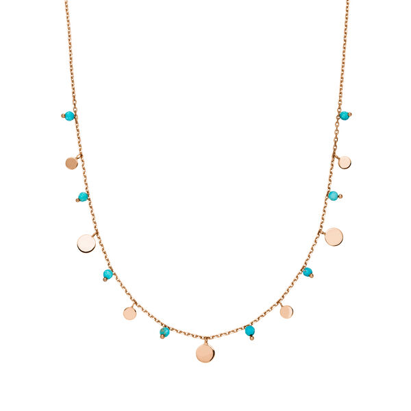 Halskette Platelet T�rkis, 18 Karat Rosegold vergoldet