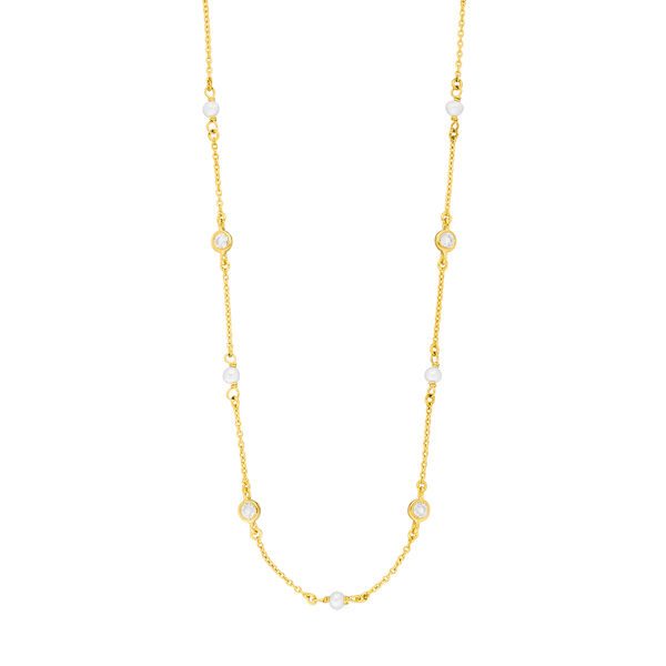 Halskette Pure mit S��wasserzuchtperlen, 18 Karat Gelbgold vergoldet