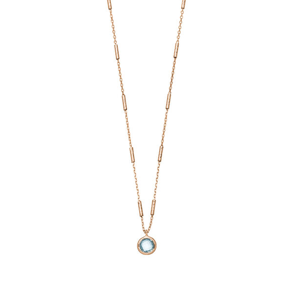 Halskette Solit�r, Blauer Topaz, 18 Karat Rosegold vergoldet