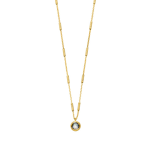 Halskette Solit�r, Labradorit, 18 Karat Gelbgold vergoldet