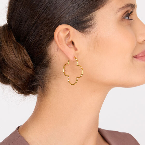 Creole Kleeblatt, 40mm, 14 Karat Gelbgold 