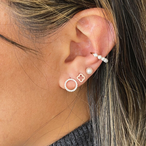 Ohrstecker Circle Of Life mit Zirkonia, 18 K Rosegold vergoldet 