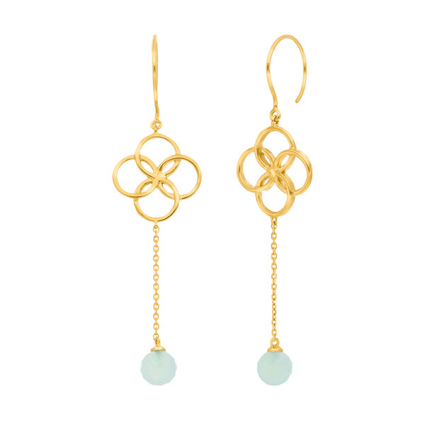 Ohrh�nger Clover Charm, Aqua Chalzedon, 18 K Gelbgold vergoldet