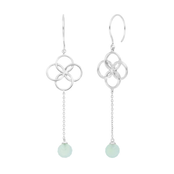 Ohrh�nger Clover Charm, Aqua Chalzedon, 925 Sterlingsilber