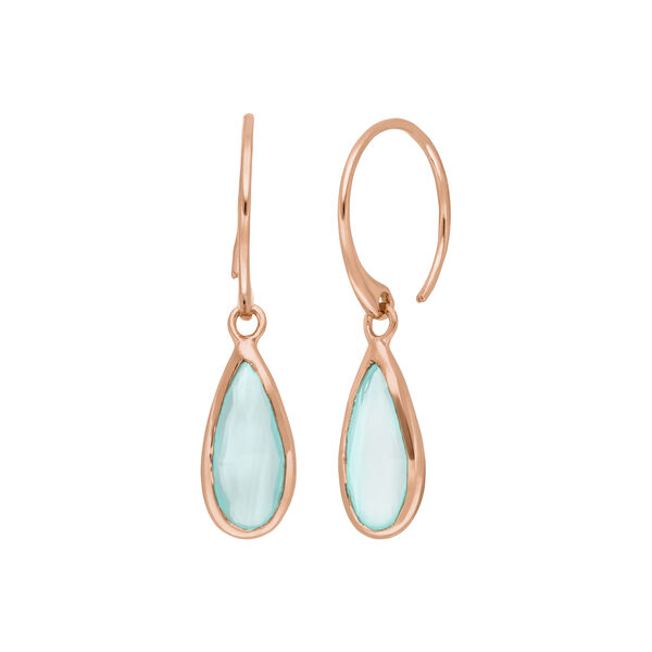 Ohrh�nger Gem Drop, Aqua Chalzedon, 18 K Rosegold vergoldet