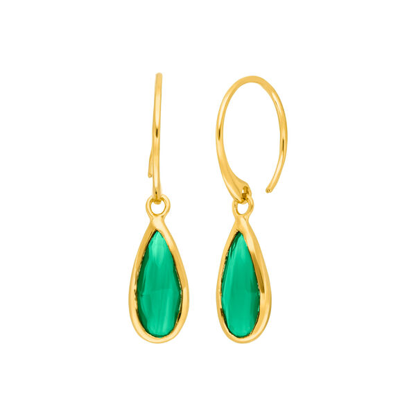 Ohrh�nger Gem Drop, Gr�ner Achat, 18 K Gelbgold vergoldet