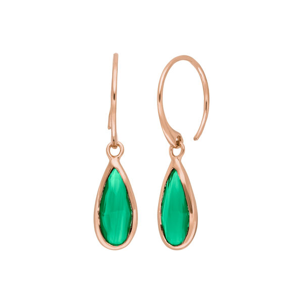 Ohrh�nger Gem Drop, Gr�ner Achat, 18 K Rosegold vergoldet