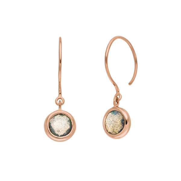 Ohrh�nger Solit�r, Labradorit, 18 K Rosegold vergoldet