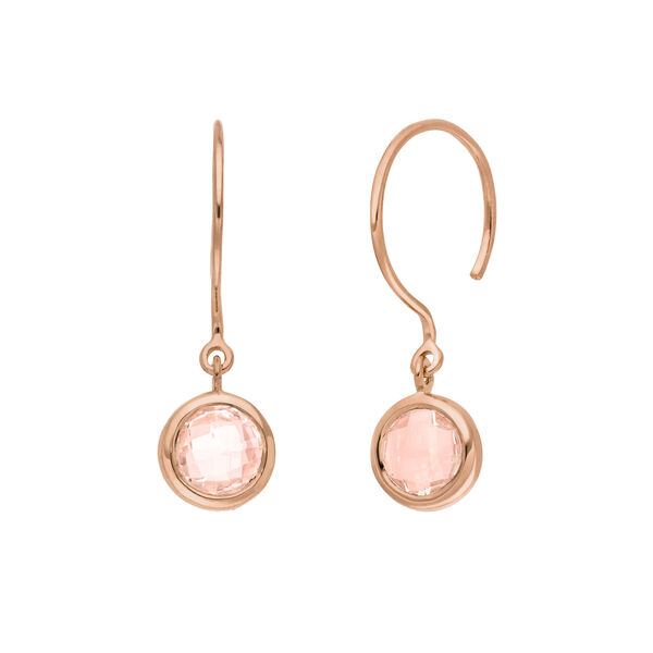 Ohrh�nger Solit�r, Rosenquarz, 18 K Rosegold vergoldet