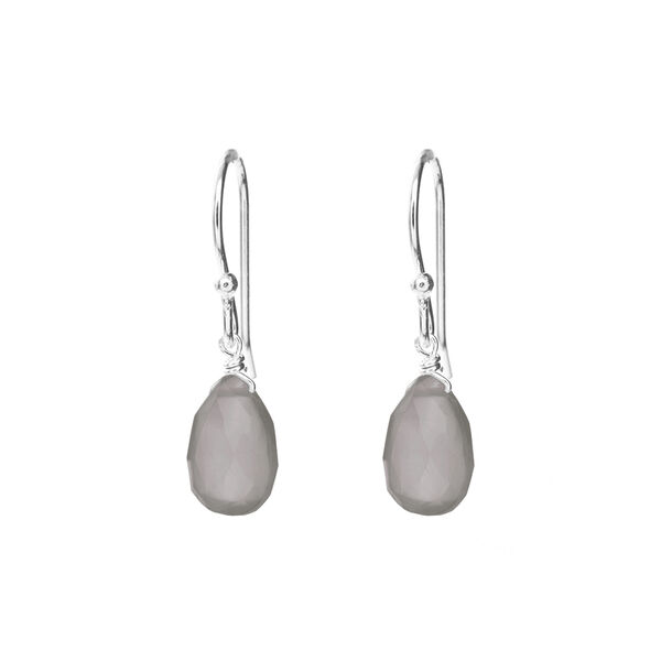 Ohrringe Tropfen, 925 Sterlingsilber, Grauer Achat