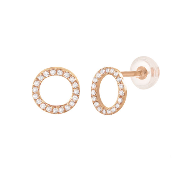 Ohrstecker Circle mit Diamanten, 18 Karat Rosegold