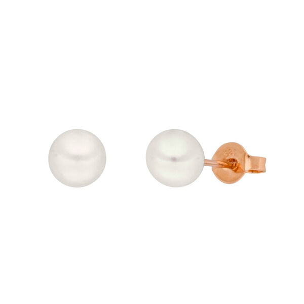 Ohrstecker Perle, 6mm, 14 Karat Rosegold