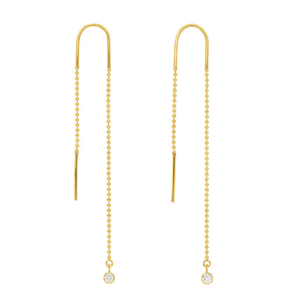 Ohrringe MY FIRST DIAMOND, ball chain, 14 Karat Gelbgold