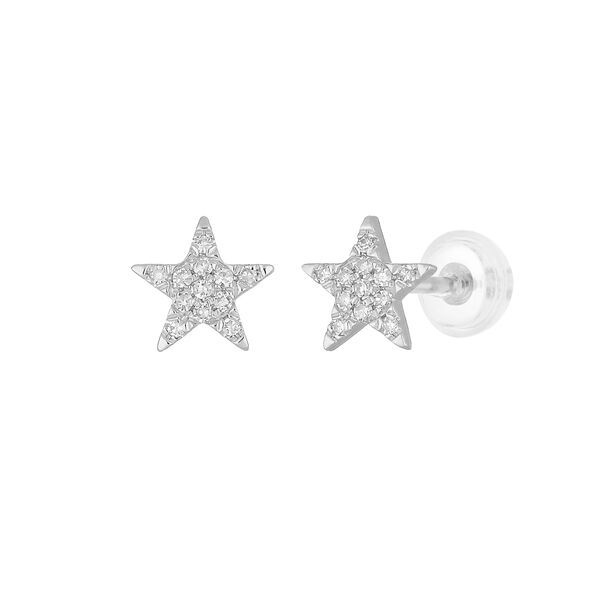Ohrstecker Stern mit Diamanten, 14 Karat Wei�gold