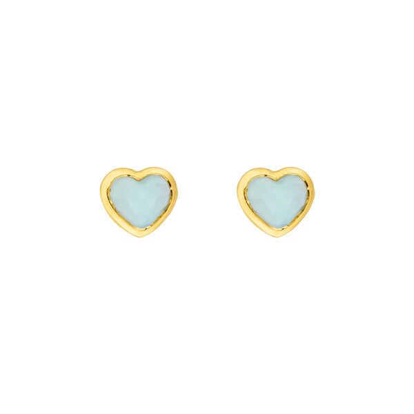 Ohrstecker VALENTINE, Aqua Chalzedon, 18 K Gelbgold vergoldet