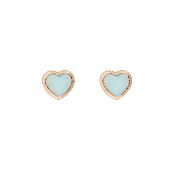 Ohrstecker VALENTINE, Aqua Chalzedon, 18 K Rosegold vergoldet