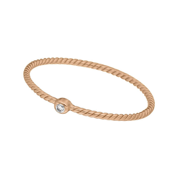 Ring 1 Zirkonia, 18 K Rosegold vergoldet, Gr��e 46