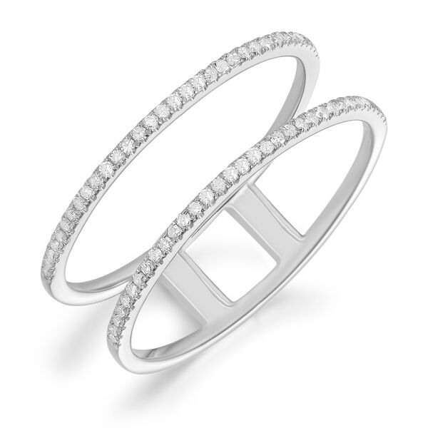 Ring Double mit Diamanten, 18 Karat Wei�gold