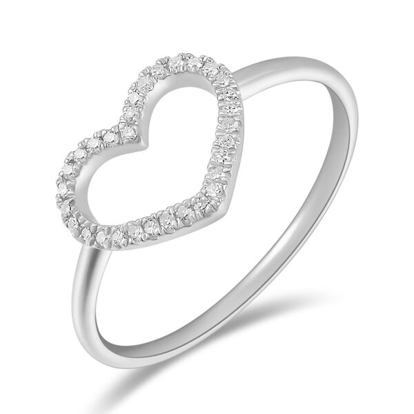 Ring Herz mit Diamanten, 18 Karat Wei�gold