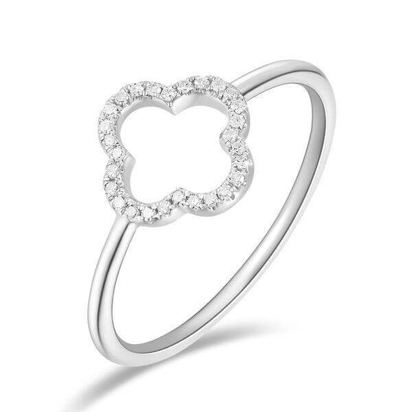 Ring Kleeblatt mit Diamanten, 18 Karat Wei�gold