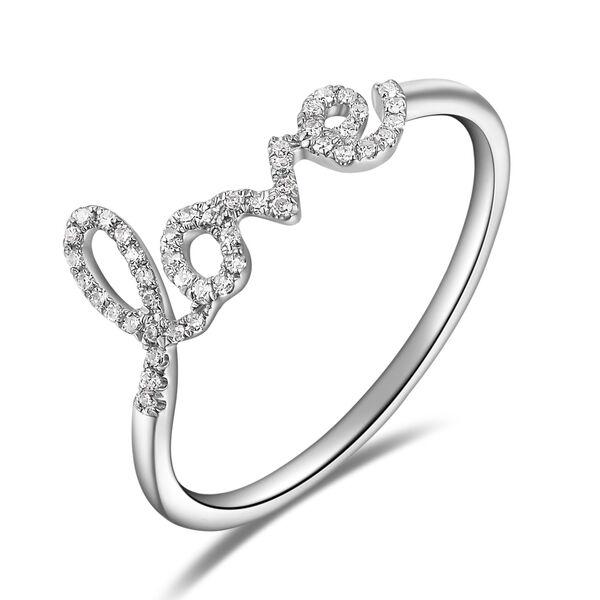 Ring Love mit Diamanten, 18 Karat Wei�gold
