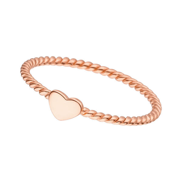 Ring Twist mit Herzchen, 18 K Ros�gold vergoldet, Gr��e 56
