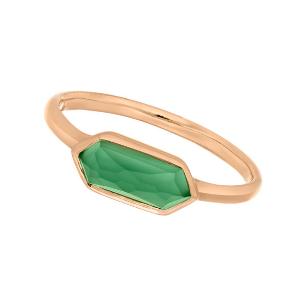 Silber Ring, CUBE, Gr�ner Achat, Rosegold
