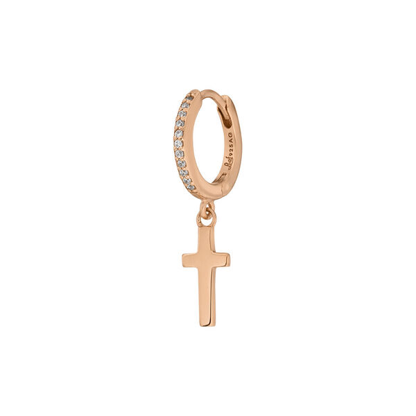 Single Creole CROSS/Zirkonia, 18 K Rosegold vergoldet