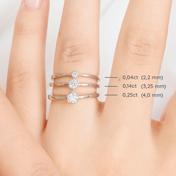 Verlobungsring Classic Solitair 0,04ct, 14 Karat Wei�gold, Gr.52 