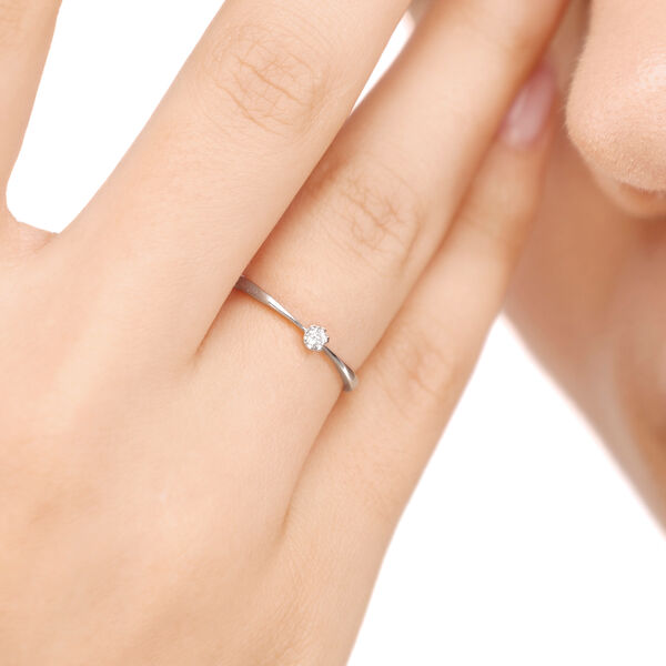 Verlobungsring Classic Solitair 0,04ct, 14 Karat Wei�gold, Gr.52 