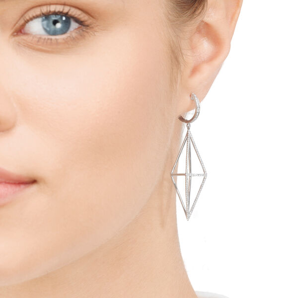 Ohrringe Trapez mit Diamanten, 18 Karat Gelbgold 