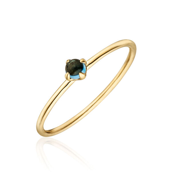 Verlobungsring Cabochon, 14 Karat Gelbgold, Blauer Topas