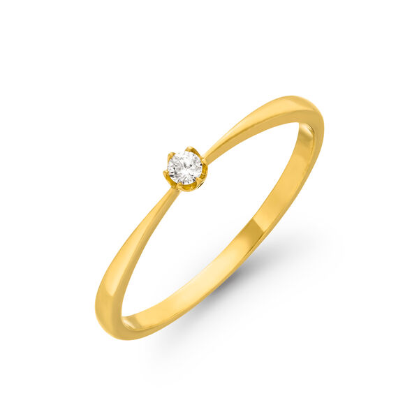 Verlobungsring Classic Solitair 0,04ct, 14K Gelbgold, Gr.52