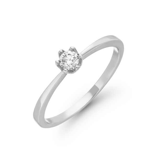 Verlobungsring Classic Solitair 0,14ct, 14 Karat Wei�gold
