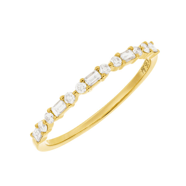 Verlobungsring mit Baguette Diamanten, 14 Karat Gelbgold
