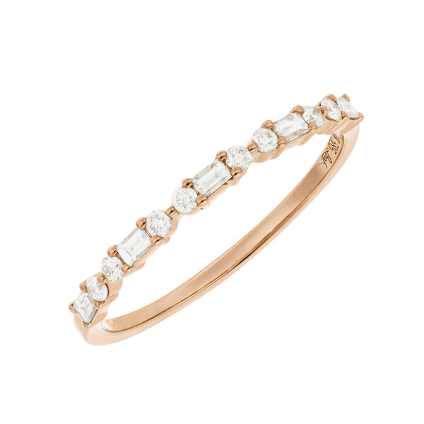 Verlobungsring mit Baguette Diamanten, 14 Karat Rosegold